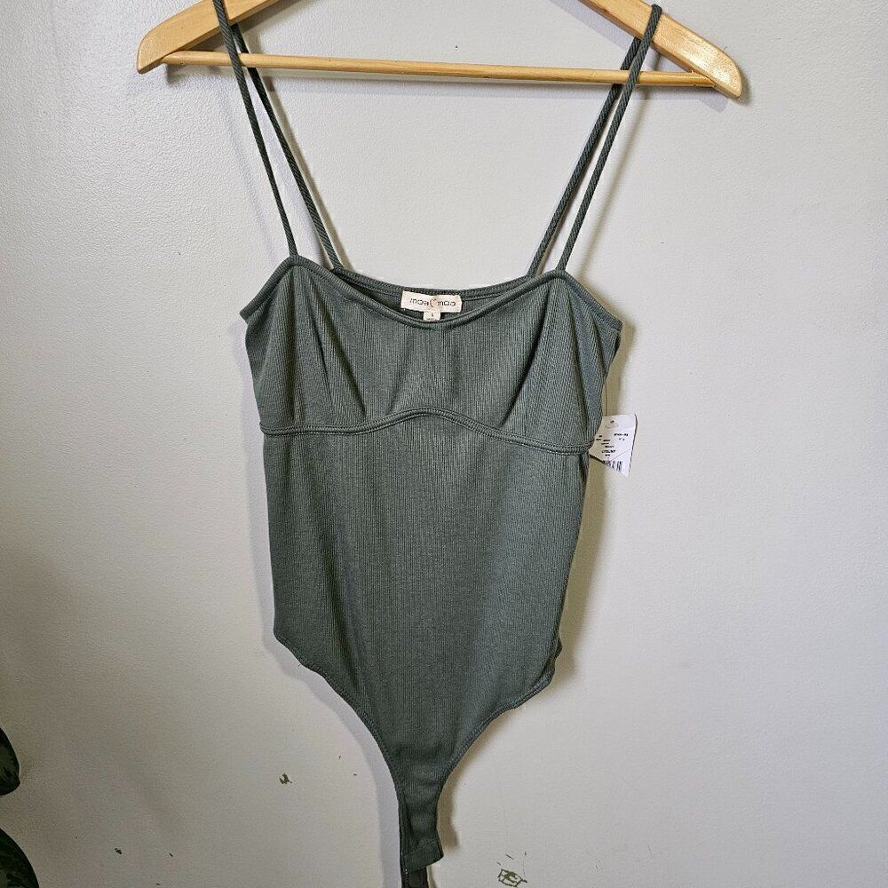 NWT MOA MOA SAGE GREEN BODYSUIT TANK TOP SIZE L